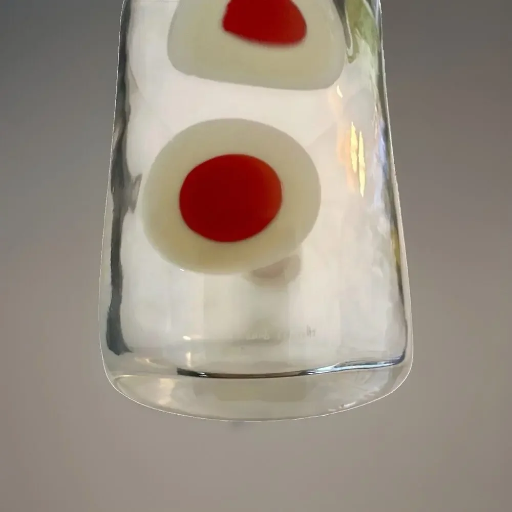New Carlo Moretti Murano Glass Bud Vase Bora Tumbler Simple Red Polkadot Signed